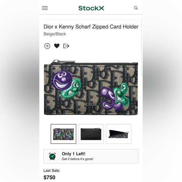 Dior X Kenny Scharf unisex oblique logo zip up card holder wallet pouch NEW - Picture 10 of 10